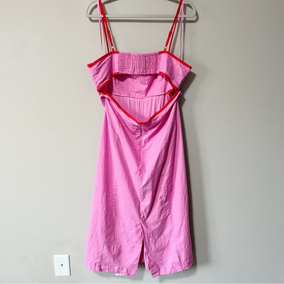 Anthropologie Pink Midi Dress with Red Accents - Dafni - Picture 8 of 13